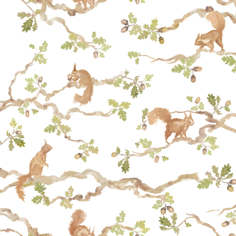 Playful Squirrel Wallpaper Sample Cream