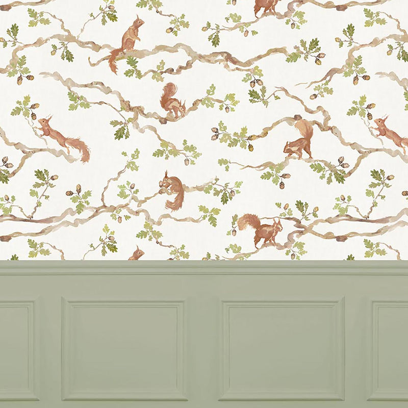 Voyage Maison Playful Squirrel 1.4m Wide Width Wallpaper in Cream