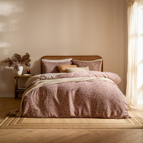 Floral Orange Bedding - Perrie Leaf Muslin 100% Cotton Duvet Cover Set Cinnamon Yard