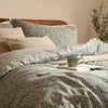 Floral Green Bedding - Perrie Leaf Muslin 100% Cotton Duvet Cover Set Forest Yard