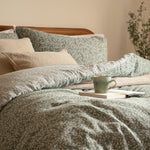 Floral Green Bedding - Perrie Leaf Muslin 100% Cotton Duvet Cover Set Forest Yard