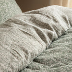 Floral Green Bedding - Perrie Leaf Muslin 100% Cotton Duvet Cover Set Forest Yard