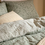 Floral Green Bedding - Perrie Leaf Muslin 100% Cotton Duvet Cover Set Forest Yard