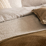 Floral Beige Bedding - Perrie Leaf Muslin 100% Cotton Duvet Cover Set Natural Yard