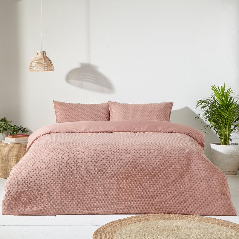 Spotted Pink Bedding - Polka Tuft  100% Cotton Duvet Cover Set Blush Yard