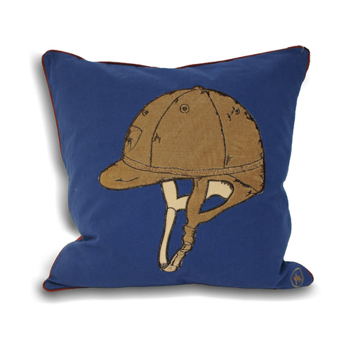  Blue Cushions - Polo Helmet Helmet Feather Filled Cushion Blue Paoletti