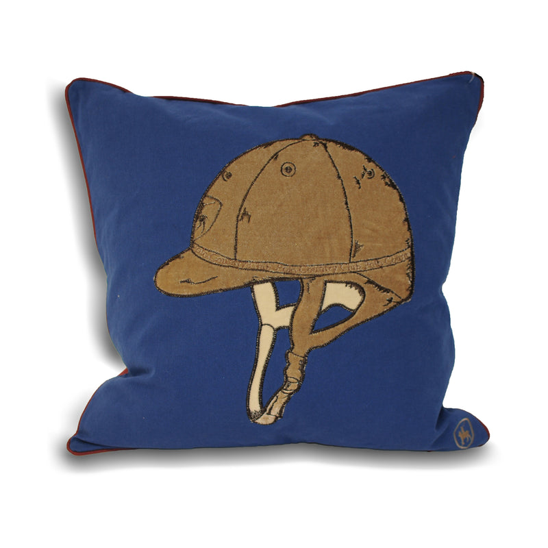  Blue Cushions - Polo Helmet Helmet Feather Filled Cushion Blue Paoletti