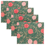 Paoletti Pomegranate Set of 4 Christmas Festive Placemats in Green