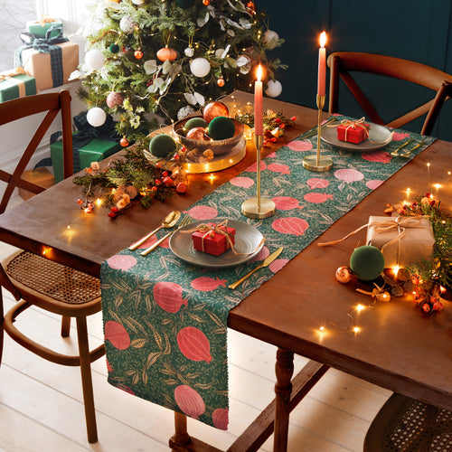 Paoletti Pomegranate Table Runner in Green