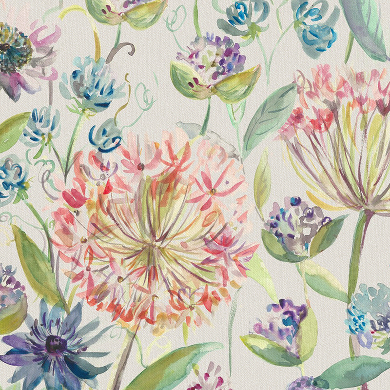 Pom Pom Floral Printed Fabric Sample Swatch Summer