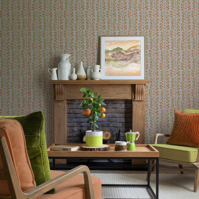 Voyage Maison Ponco 1.4m Wide Width Wallpaper in Tangerine