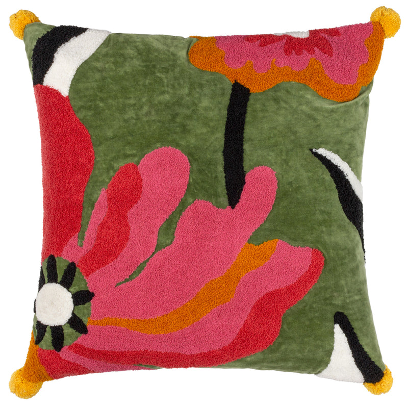 furn. Poppy Cushion Cover in Khaki/Pink