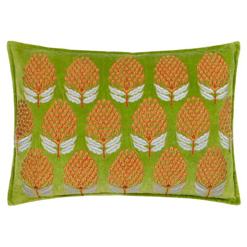 1973 Portofino Embroidered Cushion Cover in Chartreuse