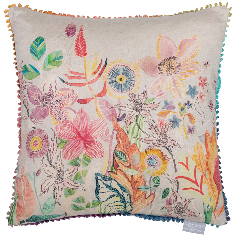 Floral Pink Cushions - Primrose Printed Cushion Cover Linen Voyage Maison