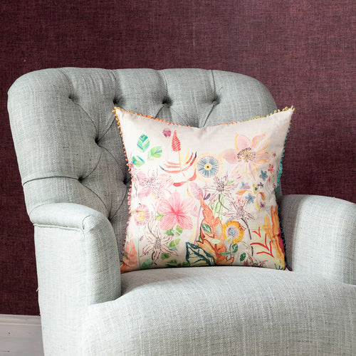 Floral Pink Cushions - Primrose Printed Cushion Cover Linen Voyage Maison