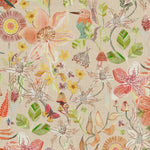 Floral Orange Fabric - Primrose Printed Cotton Fabric (By The Metre) Apricot Voyage Maison