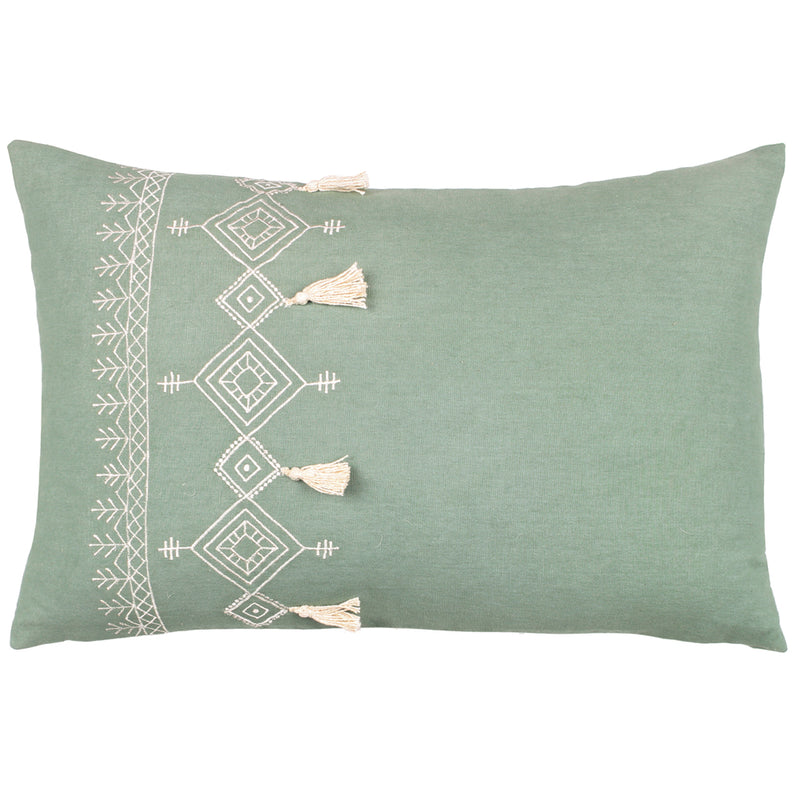 furn. Pritta Tasselled Cushion Cover in Eucalyptus