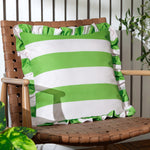 Striped Green Cushions - Palm Royale Stripe Ruffle Printed Outdoor Cushion Cover Green furn.