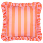 Cushions - Palm Royale Stripe Ruffle Printed Outdoor Cushion Cover Pink/Orange Furn