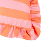  Cushions - Palm Royale Stripe Ruffle Printed Outdoor Cushion Cover Pink/Orange Furn