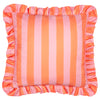 Striped Pink Cushions - Palm Royale Stripe Ruffle Printed Outdoor Cushion Cover Pink/Orange Furn
