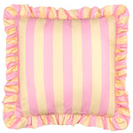  Cushions - Palm Royale Stripe Ruffle Printed Outdoor Cushion Cover Pink/Yellow Furn