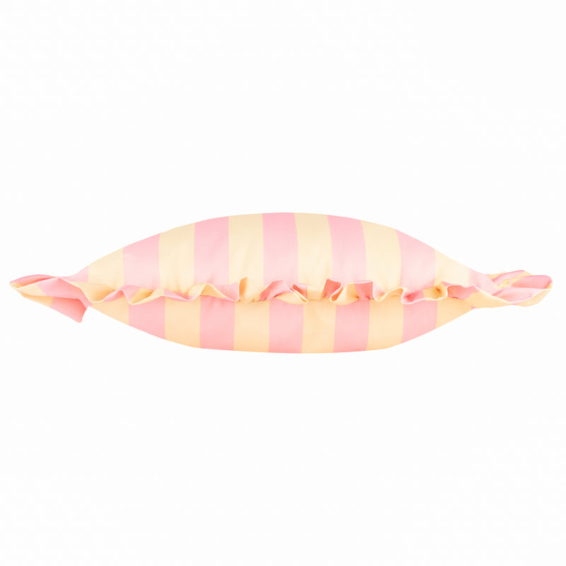  Cushions - Palm Royale Stripe Ruffle Printed Outdoor Cushion Cover Pink/Yellow Furn