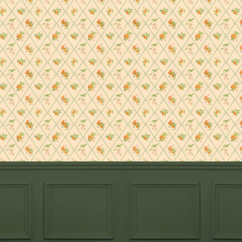  Wallpaper - Peach Trellis  1.4m Wide Width Wallpaer (By the Metre) Melba Voyage Maison