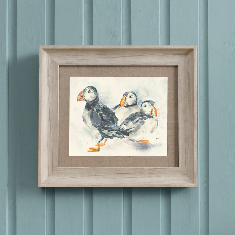 Voyage Maison Puffins Framed Print in Birch