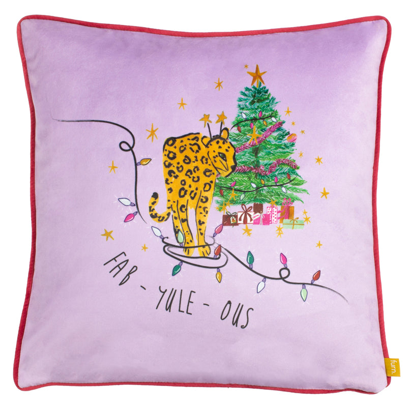 furn. Purrfect Fabyuleous Cushion Cover in Pink/Lilac