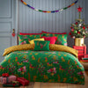 furn. Purrfect Christmas Duvet Cover Set in Green/Gold