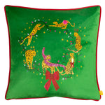 furn. Purrfect Leaping Leopards Cushion Cover in Green/Gold