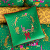 furn. Purrfect Leaping Leopards Cushion Cover in Green/Gold