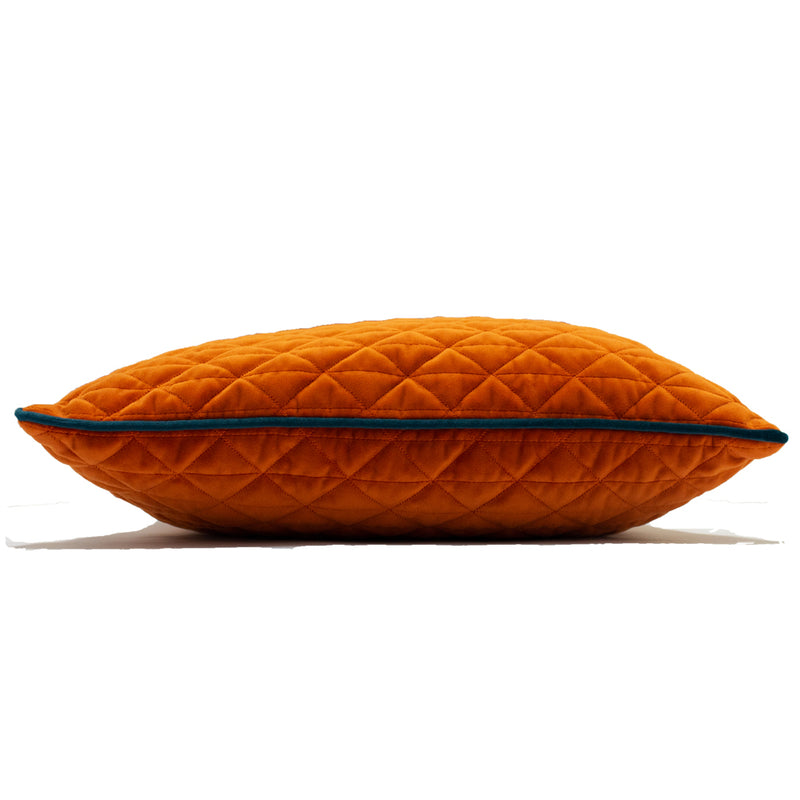 Paoletti Quartz Quilted Cushion Cover in Jaffa Orange/Teal