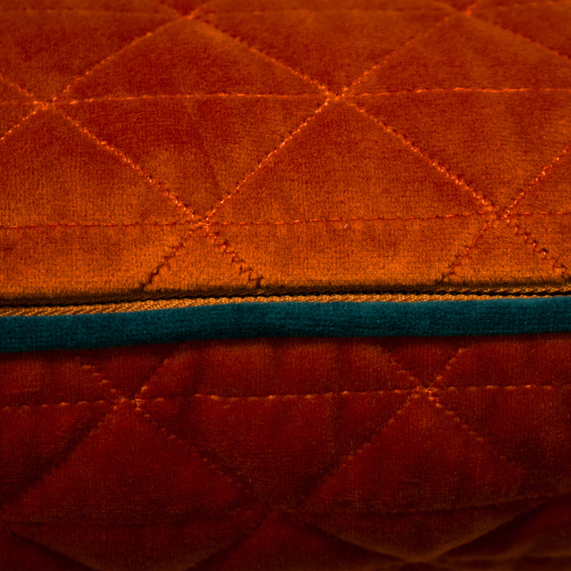 Paoletti Quartz Quilted Cushion Cover in Jaffa Orange/Teal