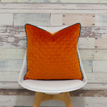 Paoletti Quartz Quilted Cushion Cover in Jaffa Orange/Teal