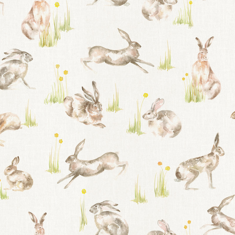 Racing Hares Wallpaper Sample Cream