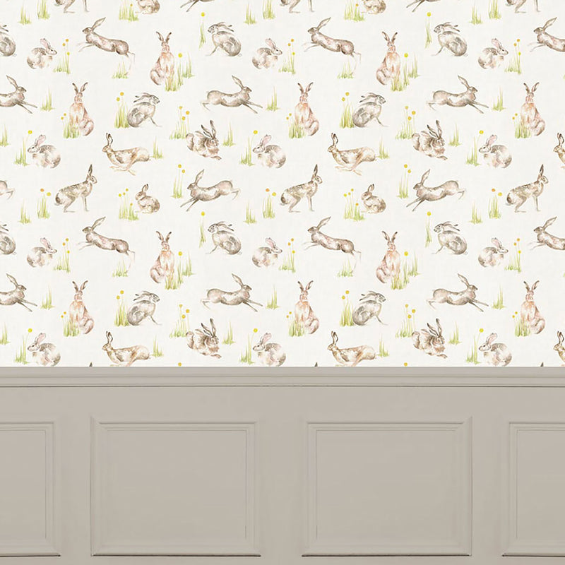 Voyage Maison Racing Hares 1.4m Wide Width Wallpaper in Cream