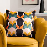 heya home Raeya Art Deco Cushion Cover in Peach/Black