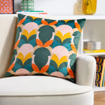 heya home Raeya Art Deco Cushion Cover in Peach/Pine