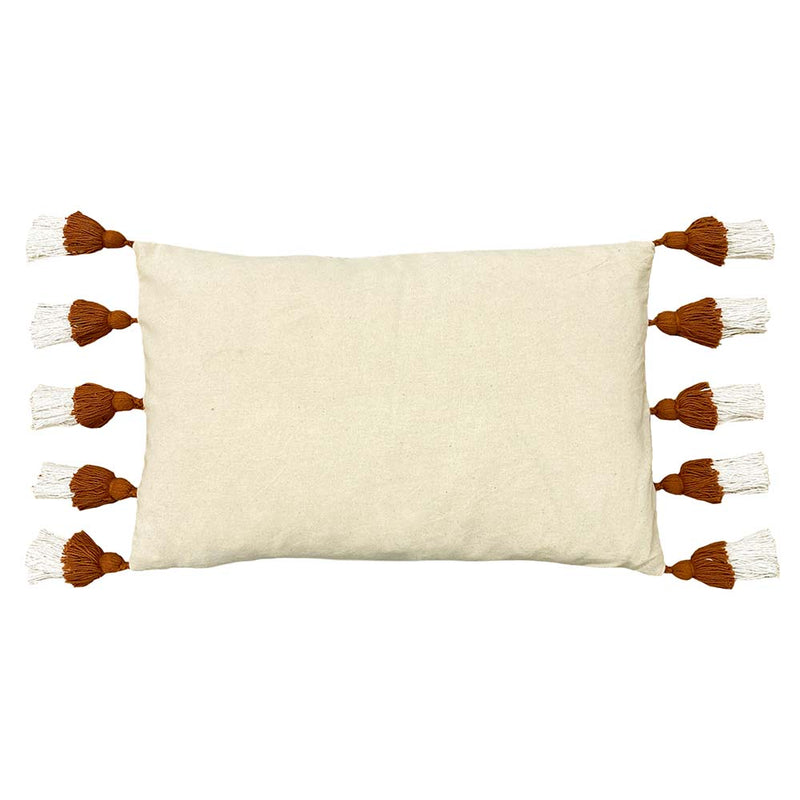 furn. Rainbow Tuft Tasselled Cushion Cover in Brick