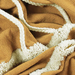 furn. Rainbow Tuft Tasselled Throw in Ochre