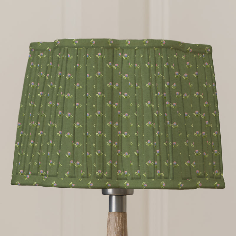 Floral Green Lighting - Raja Pleated Scalloped Lamp Shade Sage Voyage Maison