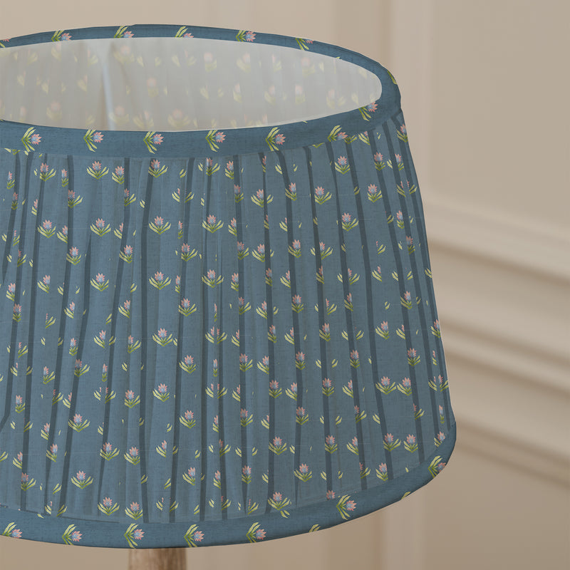 Floral Blue Lighting - Raja Pleated Tapered Lamp Shade Denim Voyage Maison