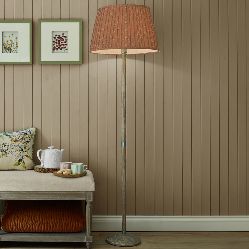 Raja Pleated Tapered & Solensis Complete Floor Lamp Grey Wash/Terracotta