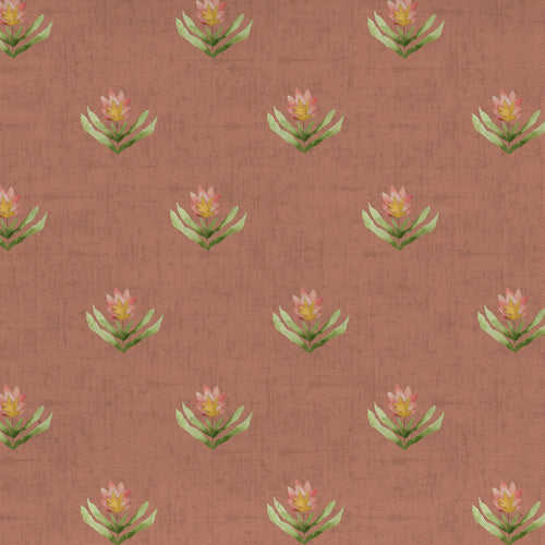 Floral Orange Fabric - Raja Printed Cotton Fabric (By The Metre) Terracotta Voyage Maison