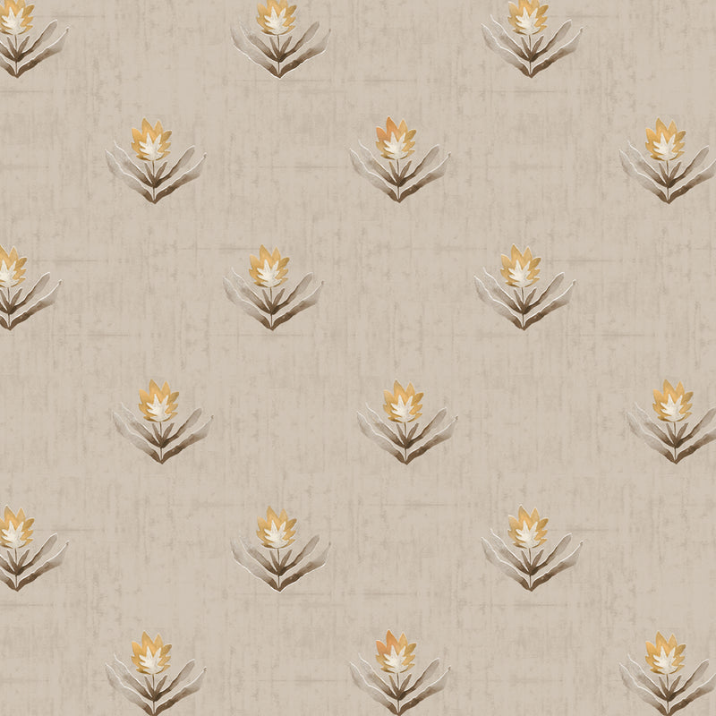 Floral Beige Wallpaper - Raja  1.4m Wide Width Wallpaper (By The Metre) Stone Voyage Maison