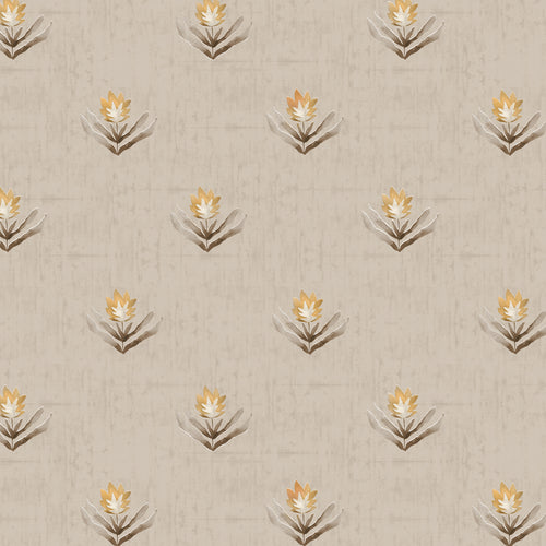 Floral Beige Wallpaper - Raja  1.4m Wide Width Wallpaper (By The Metre) Stone Voyage Maison