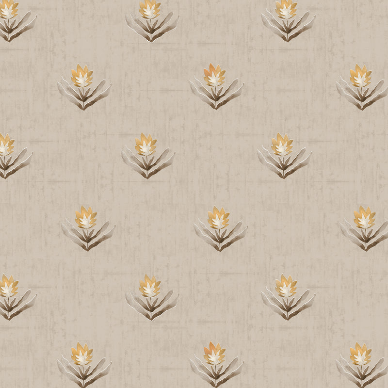 Floral Beige Wallpaper - Raja  1.4m Wide Width Wallpaper (By The Metre) Stone Voyage Maison