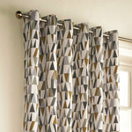 furn. Reno Geometric Eyelet Curtains in Charcoal/Gold